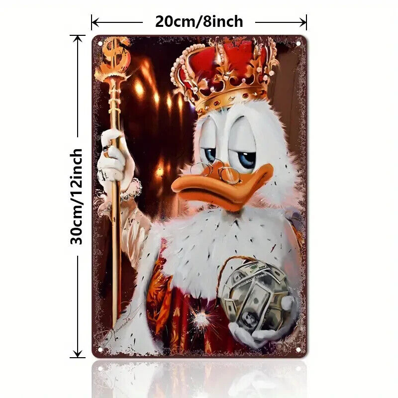 KIING SCROOGE MCDUCK SCEPTRE Tin Metal sign GIFT Art Deco Movie CHRISTMAS XMAS