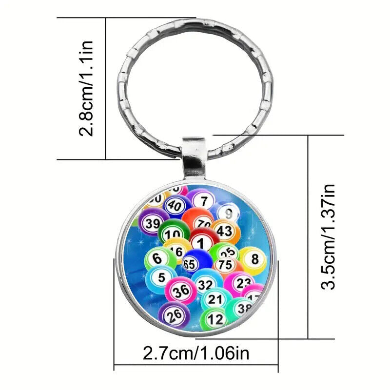 Lotto Bingo Game Balls Play Keyring KEYCHAIN SHAKE YELL BALL CARD MAKE ME ADULT