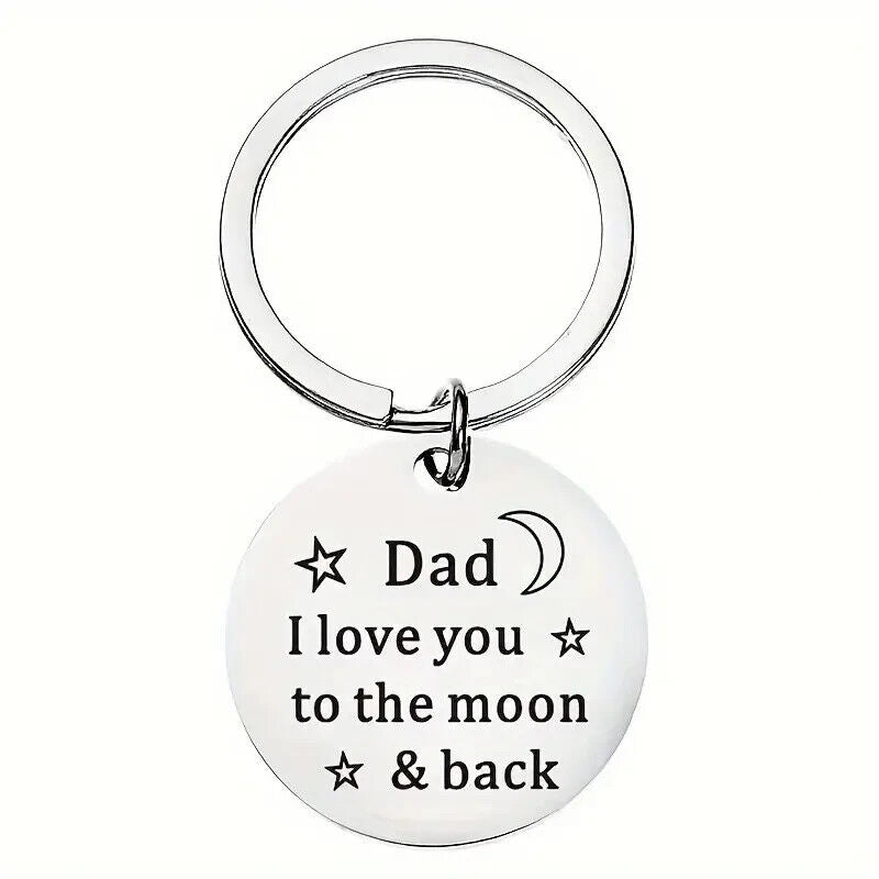 DAD MOM I Love You TO THE MOON AND BACK Keyring Men Gift PARENTS LOVE GIFT