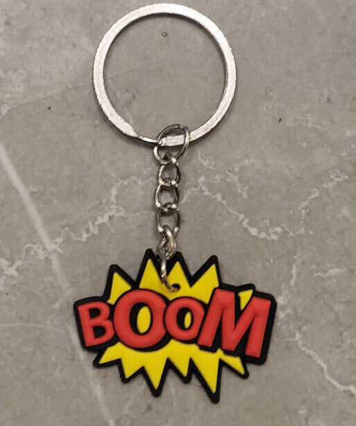 GAMER GAMING SUPERHERO KEYRING FUN KIDS KEYCHAIN PARTY FILLER WOW BOOM WHAM OMG