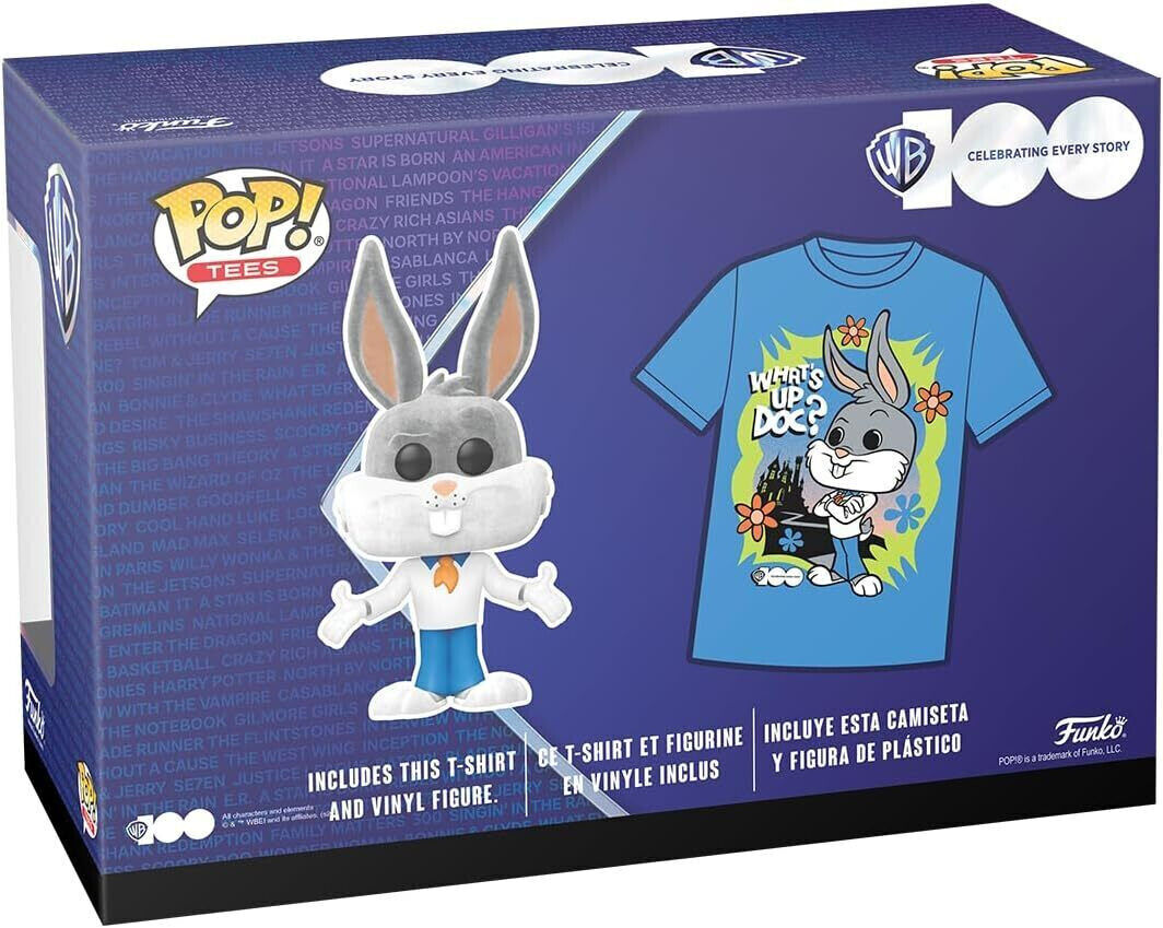 Funko POP & Tshirt WB100 Bugs Bunny As Fred Jones Flocked Large Set Gift Toy