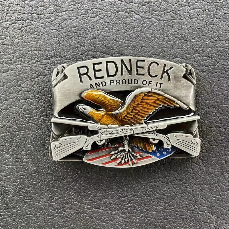 REDNECK AND PROUD OF IT Belt Buckle USA Flag Belt Buckle EAGLE SHOTGUN GUN TRUMP