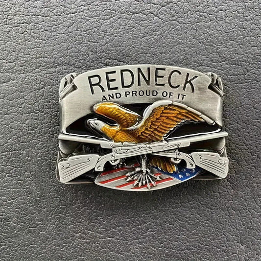 REDNECK AND PROUD OF IT Belt Buckle USA Flag Belt Buckle EAGLE SHOTGUN GUN TRUMP