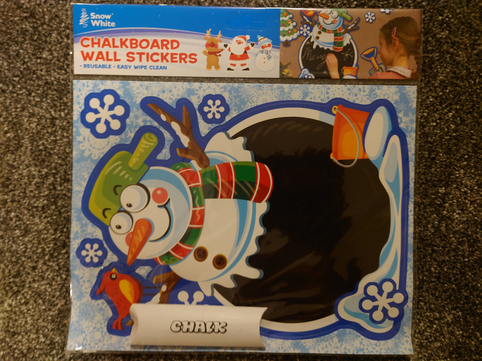 CHRISTMAS STICKER CHALK BOARD WALL REUSABLE WIPE CLEAN XMAS DECORATION