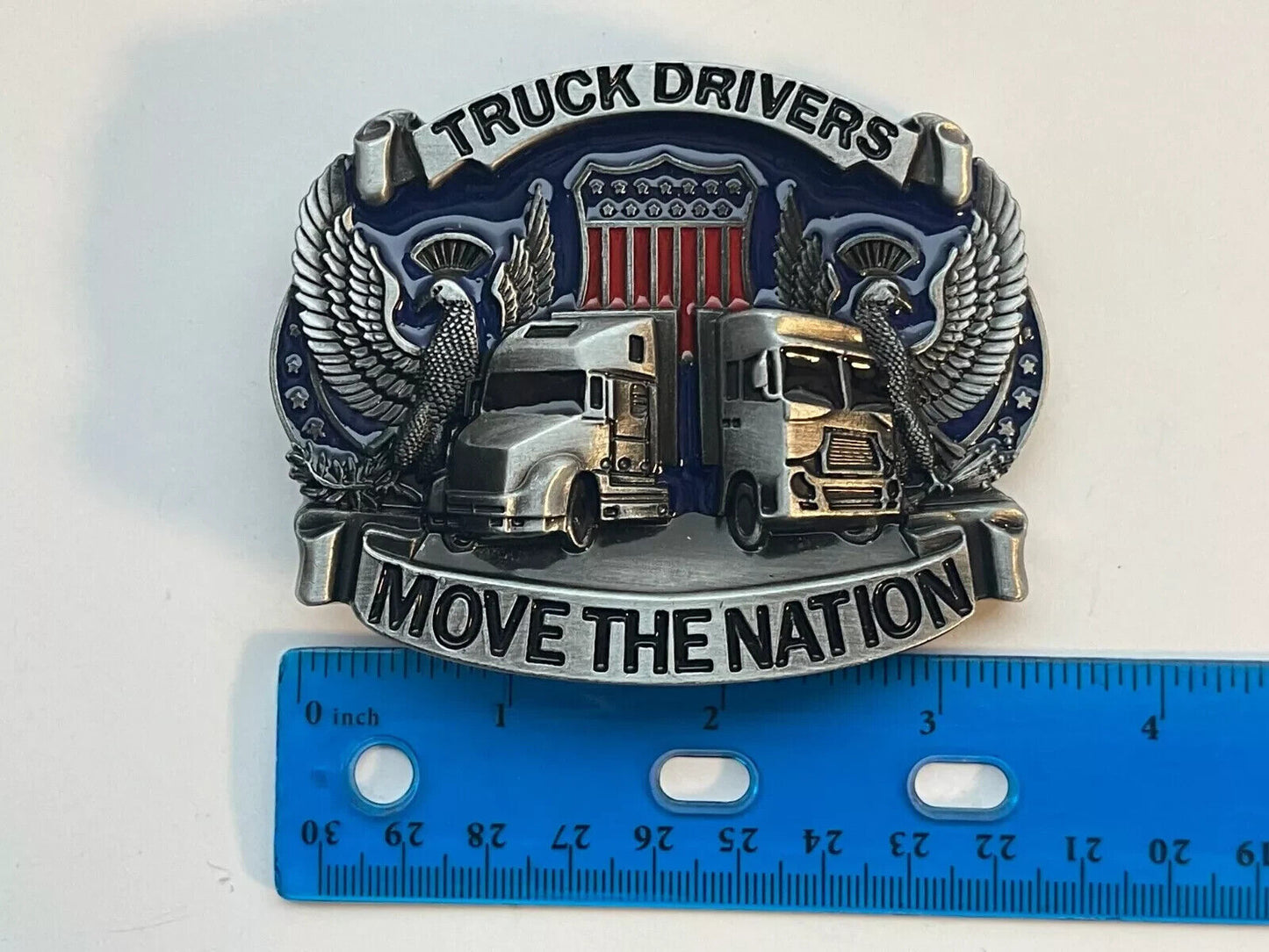 Truck Driver Belt Buckle Big Rig Semi Trucks American West USA Flag Trucker Belt