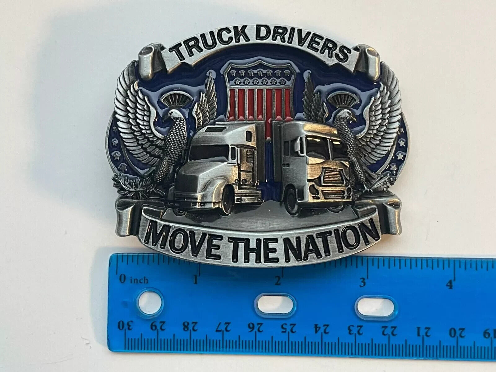 Truck Driver Belt Buckle Big Rig Semi Trucks American West USA Flag Trucker Belt