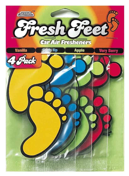 4 XFRESH FEET Car Air Freshener Freshner Scent 4 Pack vanila apple berry surf up