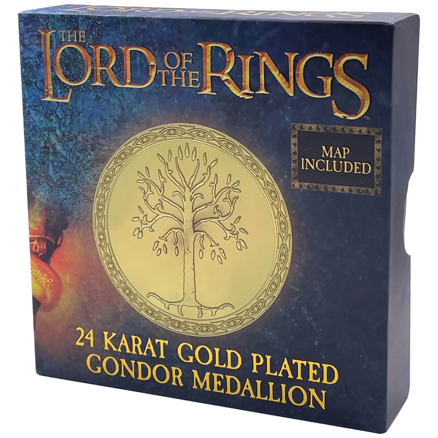 LIMITED EDITION Lord of the Rings 24k Gold Plated GONDOR Medallion LOTR MAP
