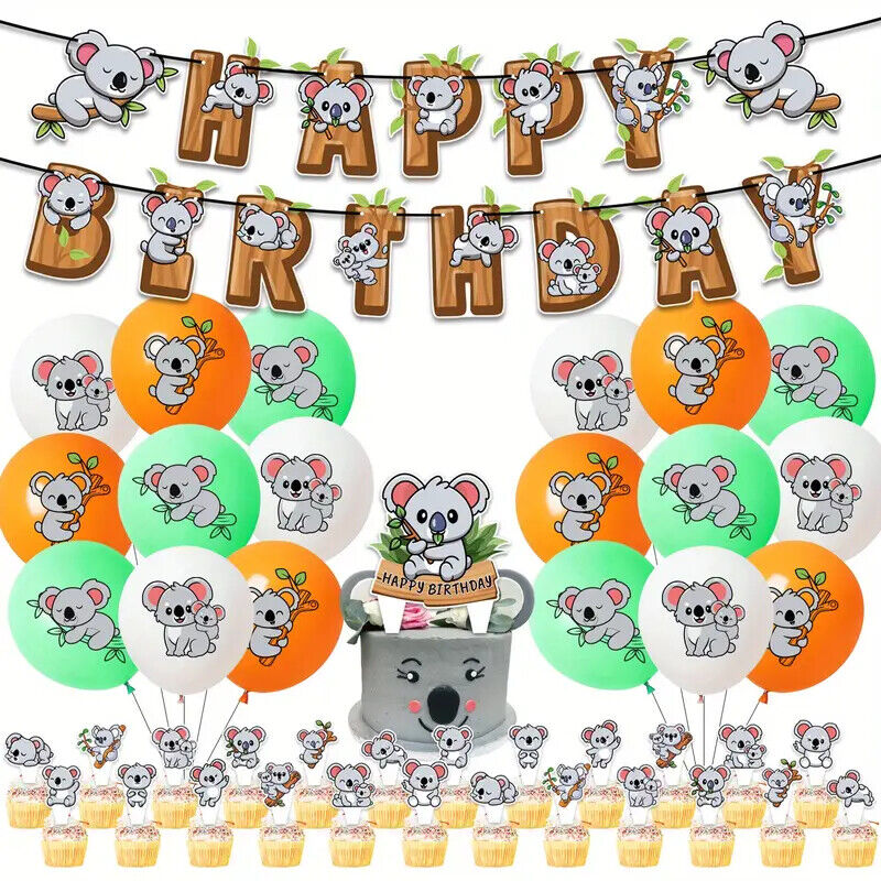 Koala Party Decorations Balloons Birthday Kids Banner Cake Toppers CELEBRATION