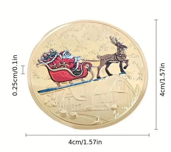 Santa On A Sleigh Ride N Pole Merry Christmas Happy New Year Silver GOLD Coin