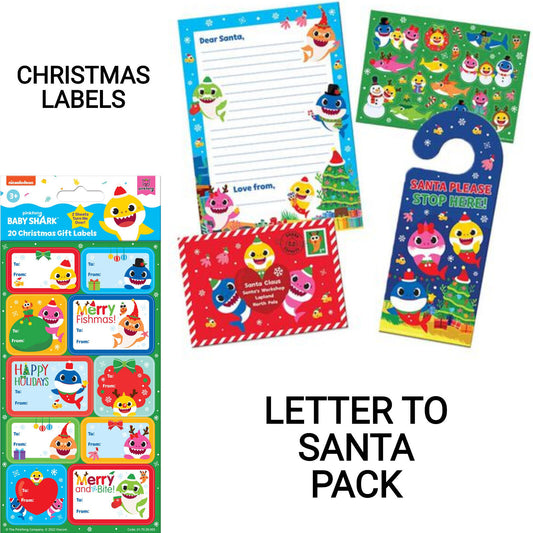 Baby Shark Christmas Letter to Santa Pack and Gift Labels