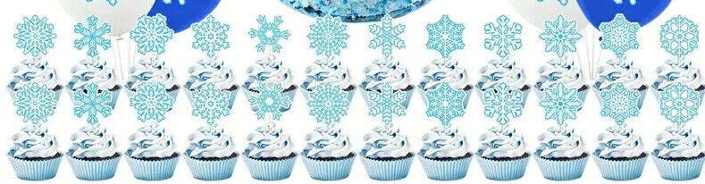 Frozen Winter Snow Party Decorations Balloons Birthday Kids Banner Cake Toppers