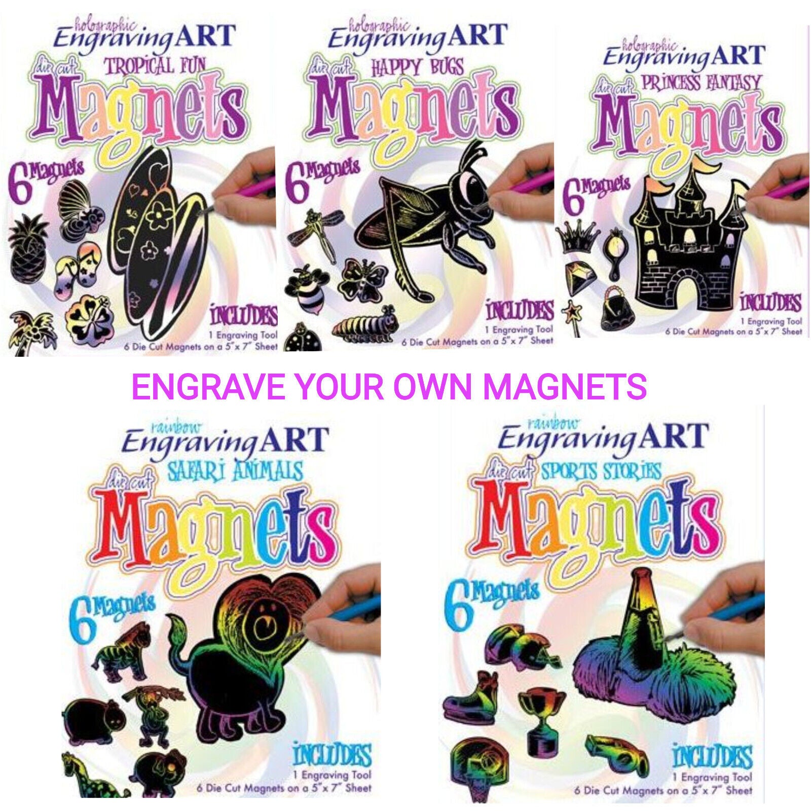 Royal & Langnickel Children Holographic Engraving Art Kit Magnets Craft CHOOSE
