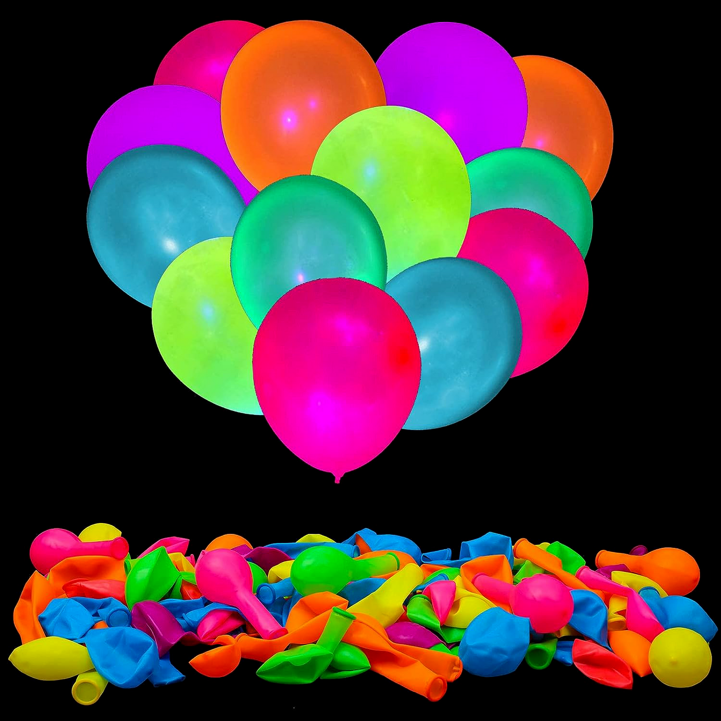 Neon Glow Balloons UV Reactive Fluorescent Balloon Magic YELLOW GREEN PINK