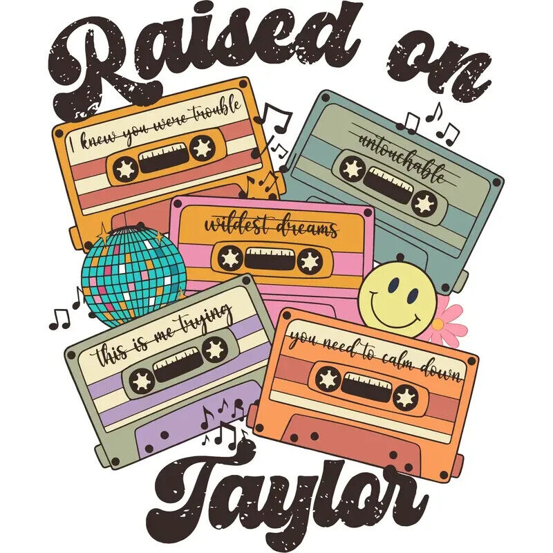 RAISED ON TAYLOR SWIFT SWIFTIE Sticker Clothes Patches Heat Transfer DIY T-Shirt