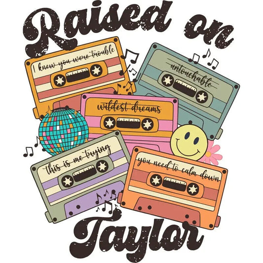 RAISED ON TAYLOR SWIFT SWIFTIE Sticker Clothes Patches Heat Transfer DIY T-Shirt