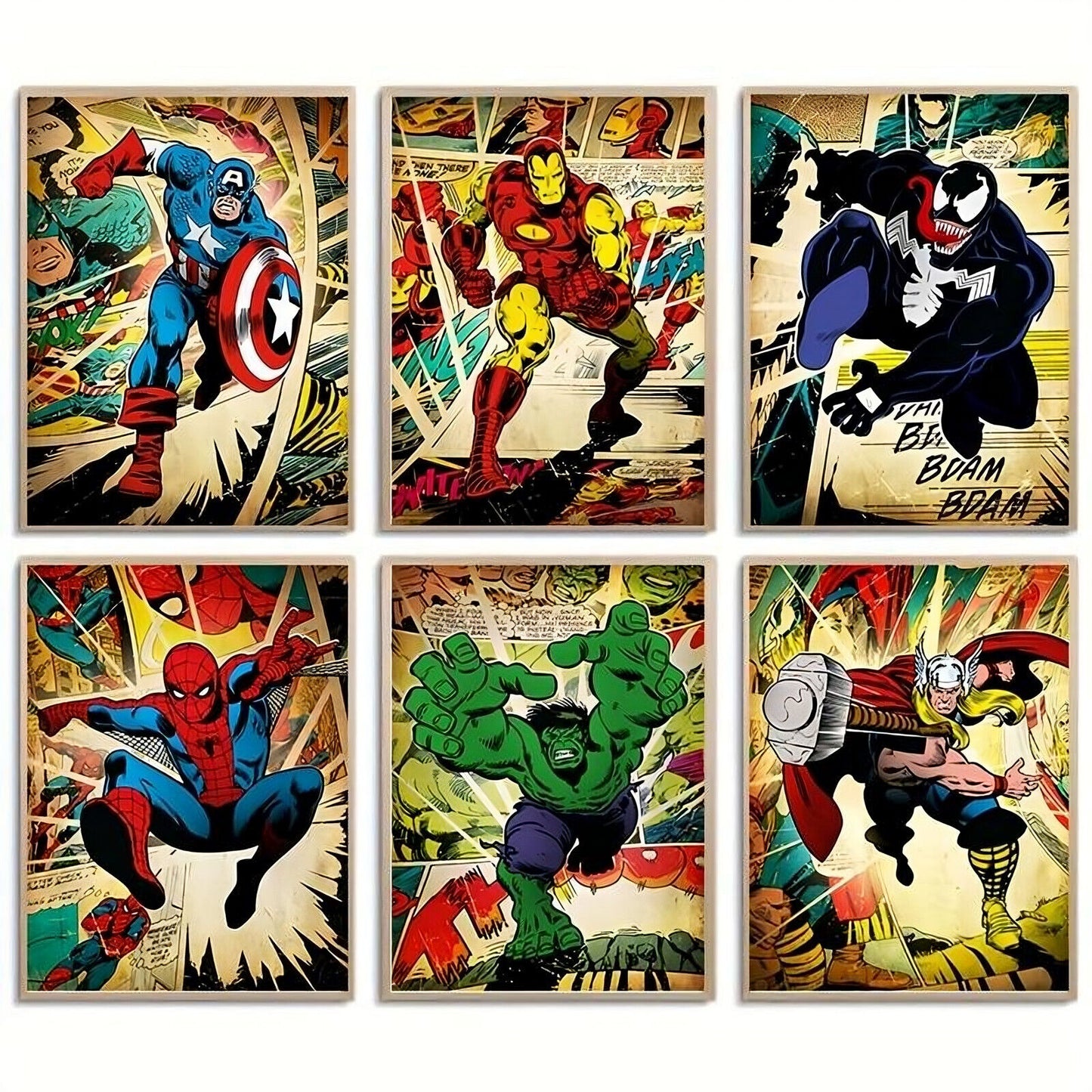 Marvel Avengers DC Movie Retro venom hulk Wall Art Poster Print Picture comic