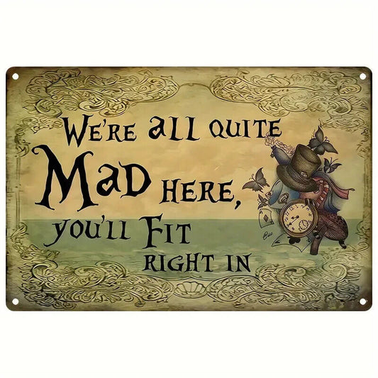 ALICE IN WONDERLAND Tin Metal sign GIFT Art Deco Movie MAD HATTER DISNEY