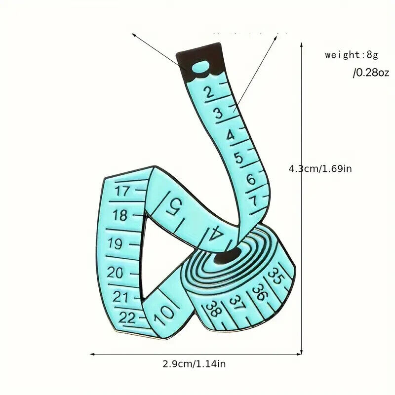 TAPE MEASURE Pin Badge HABERDASHERY CRAFT WHITE CLOTHES YARN CROCHET EMBROIDERY