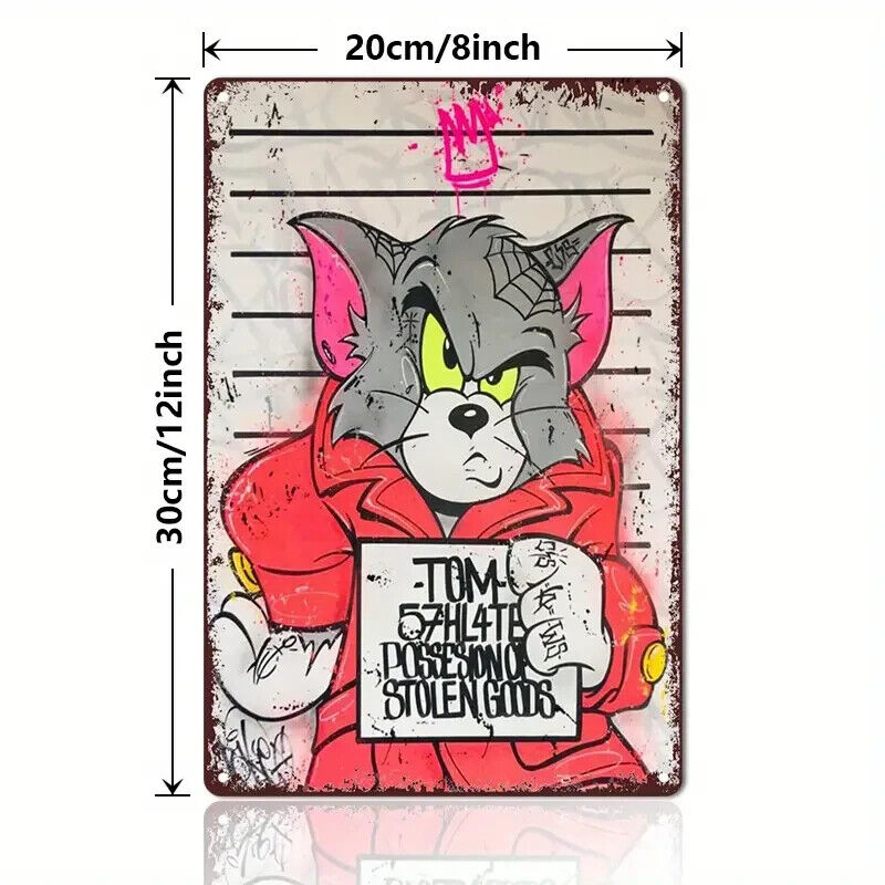 Looney Tunes Tom & Jerry Tin Sign for Garage Man Cave POSSESSION OF STOLEN GOODS
