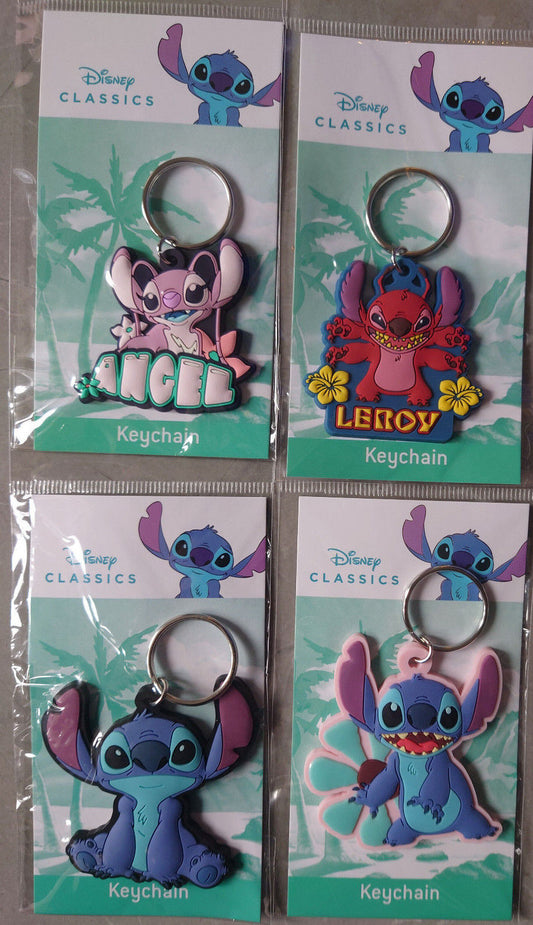 LILO & STITCH Official Disney Keyring 2D Keychains Lilo Angel Stitch NETFLIX