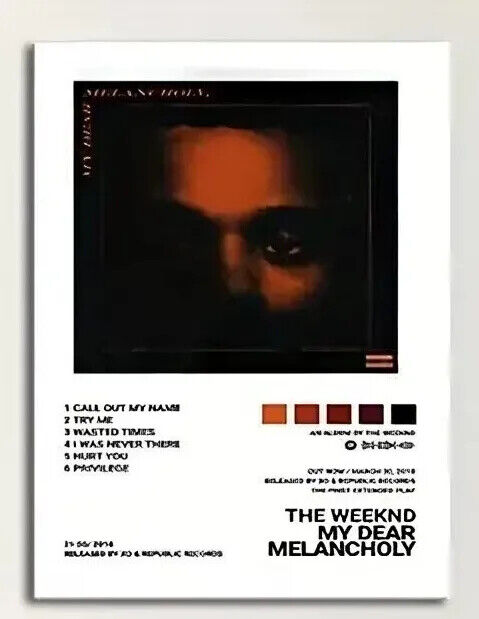 Weeknd Starboy CANVAS Album Singles Cover Poster Music Gift MUSIC WALL WEEKEND