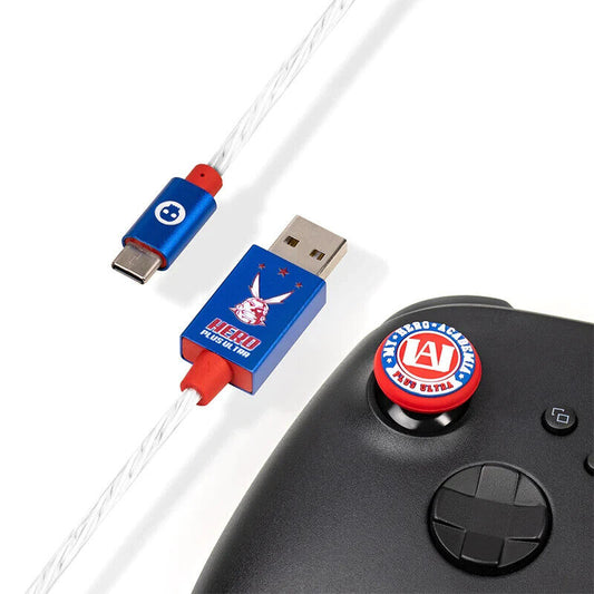 Official My Hero Academia USB-C LED Charge Cable & Thumb Grips PS5, Switch, XBOX
