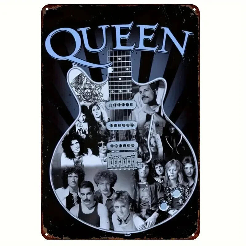 Queen The Band Bohemian Rapsody Metal Tin sign GUITAR FENDER FREDDY MERCURY