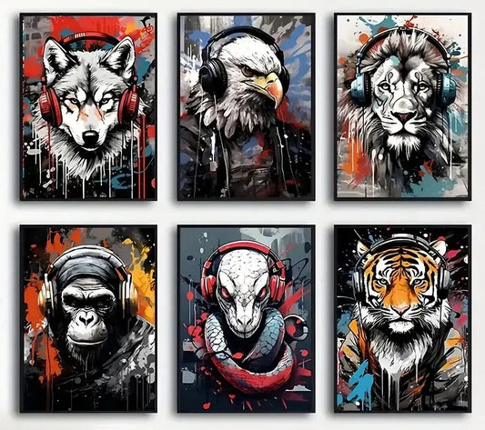 ANIMAL Canvas Wall Art Movie Print Picture GREYSCALE GAMING MULTI DECO XLARGE