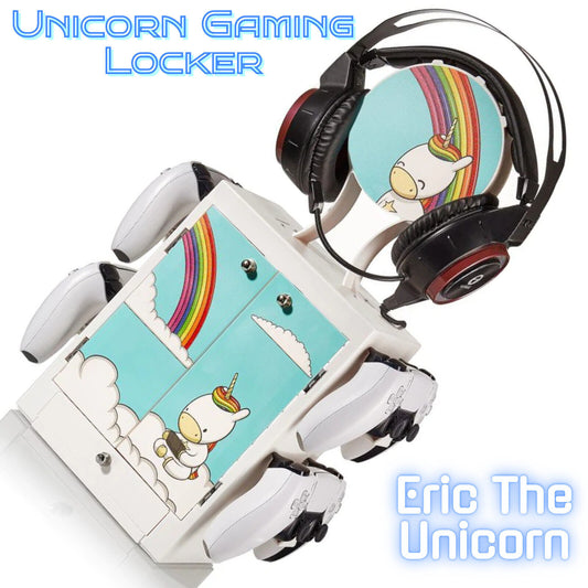Eric The Unicorn Gaming Locker Store 4 Controllers Headphones 10 Games PS5 XBOX
