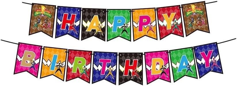 Power Rangers Kid Birthday Party Ballons Banner Cake Topper Decors Props Set