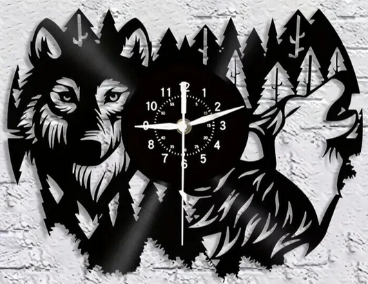 Wolf Wild Animals Vinyl Wall Clock Home Decor Gift Christmas Birthday Holiday