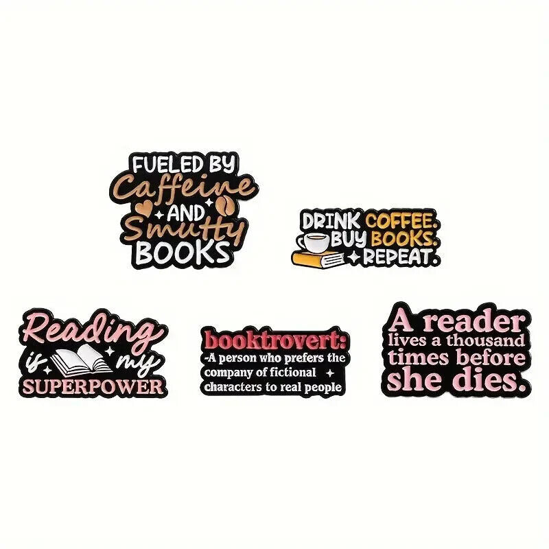 BOOKS BOOK QUOTE Metal Enamel Pin Badge Retro Kids Adult Teen