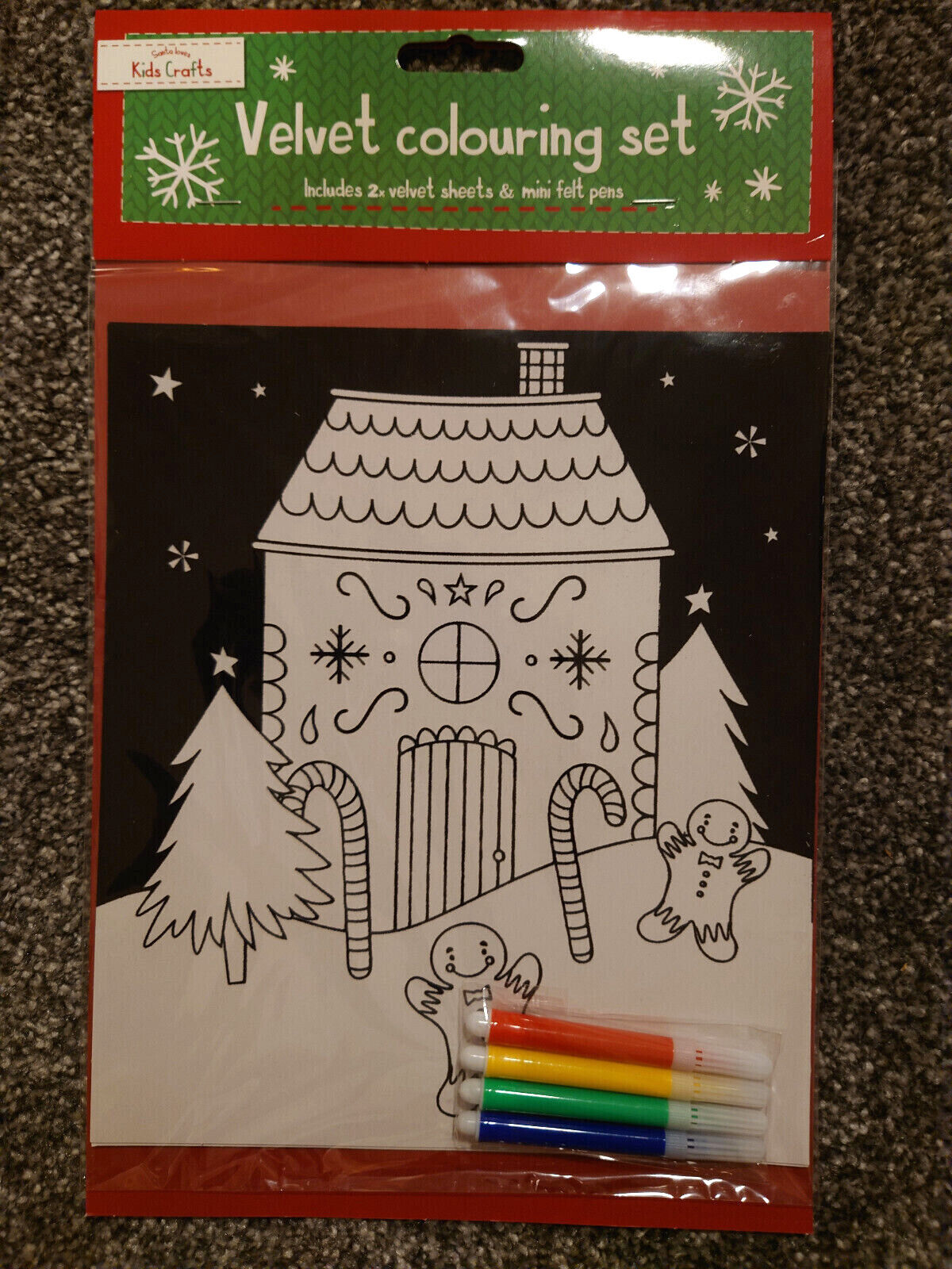 Velvet Christmas Colouring Set reindeer santa gingerbread kids choose yours