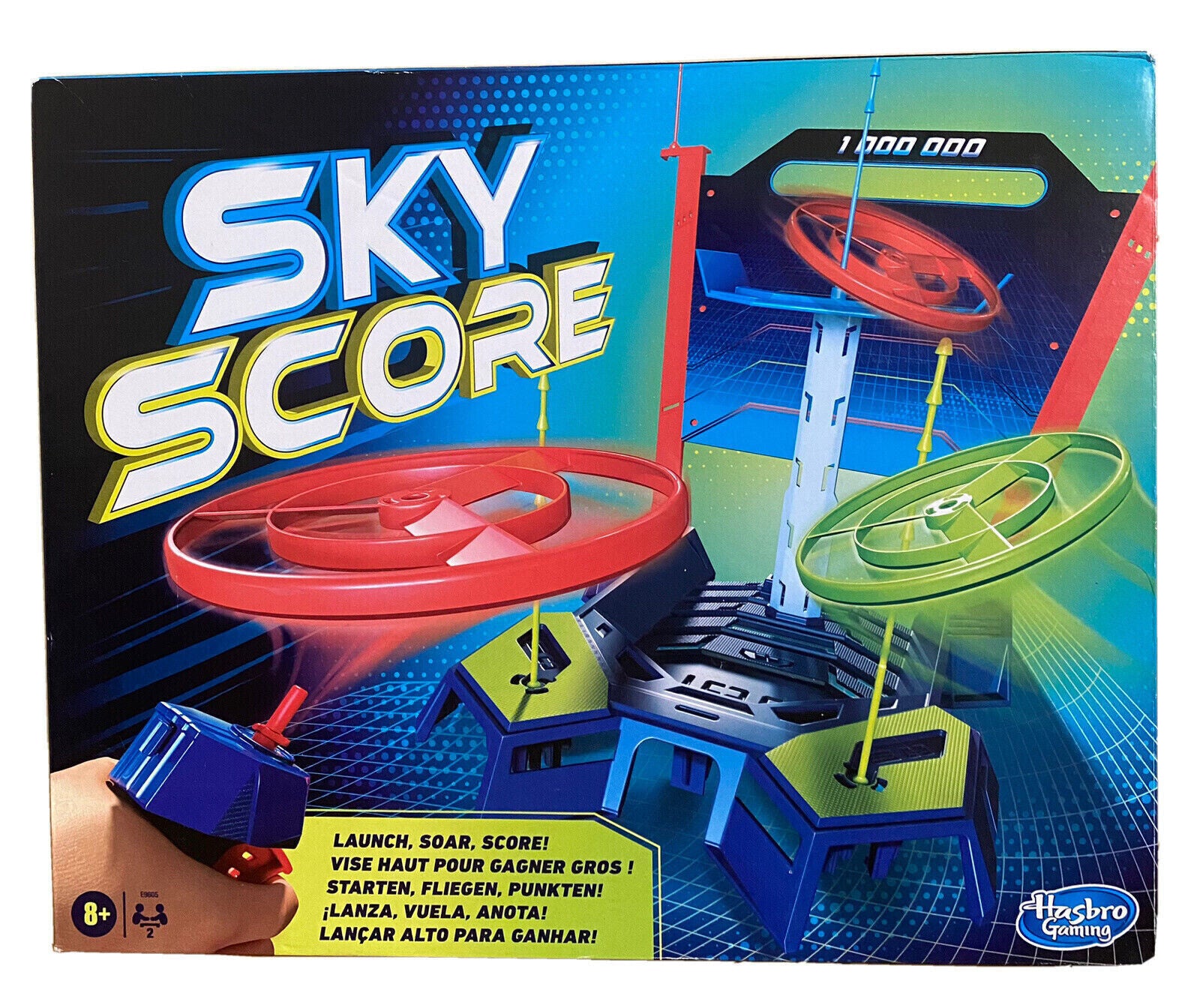 Sky Score Disc Launching Game HASBRO scoring zones FAMILY MAN CAVE GAME KIDS