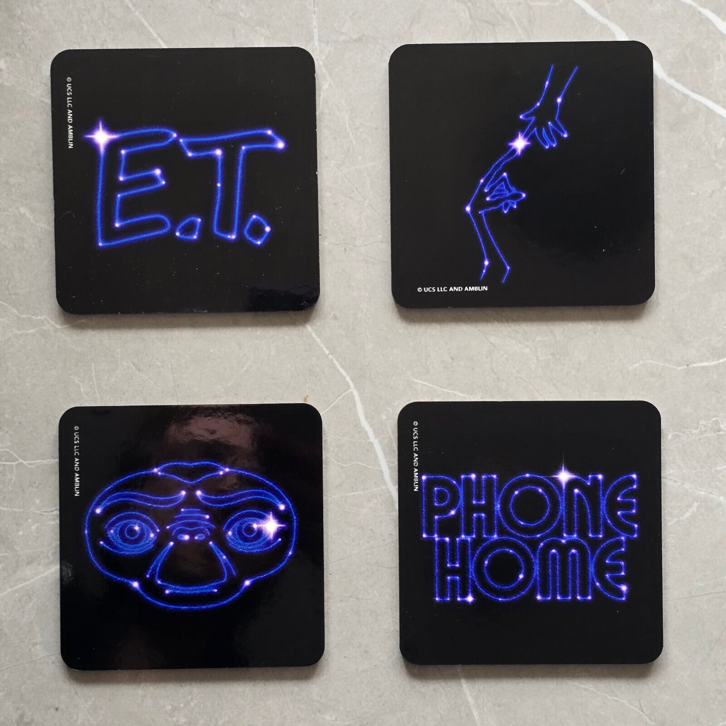 E.T EXTRATERRESTRIAL Coaster Retro TV Drinks Mat BLACK BLUE PHONE HOME MOVIE