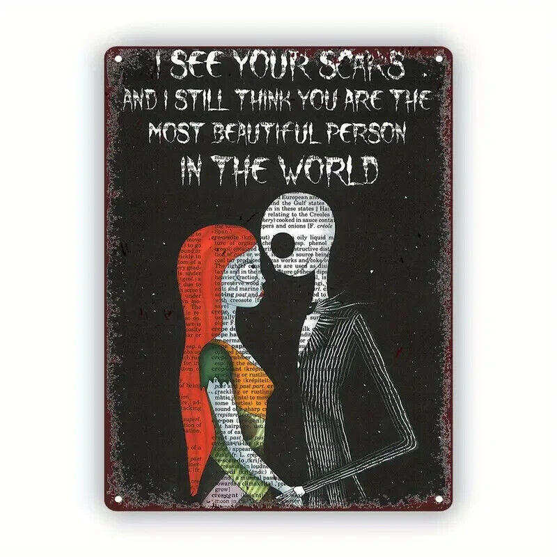 THE NIGHTMARE BEFORE CHISTMAS Tin Metal sign GIFT Art Deco Movie LOVE JACK SALLY