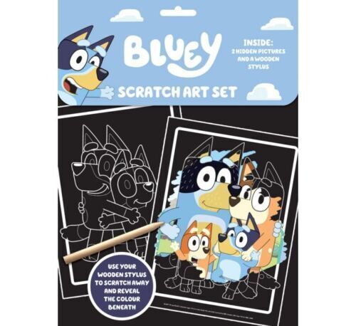 Bluey Painting Colouring Scratch Art Pad Set Children Play pack Paint Brush