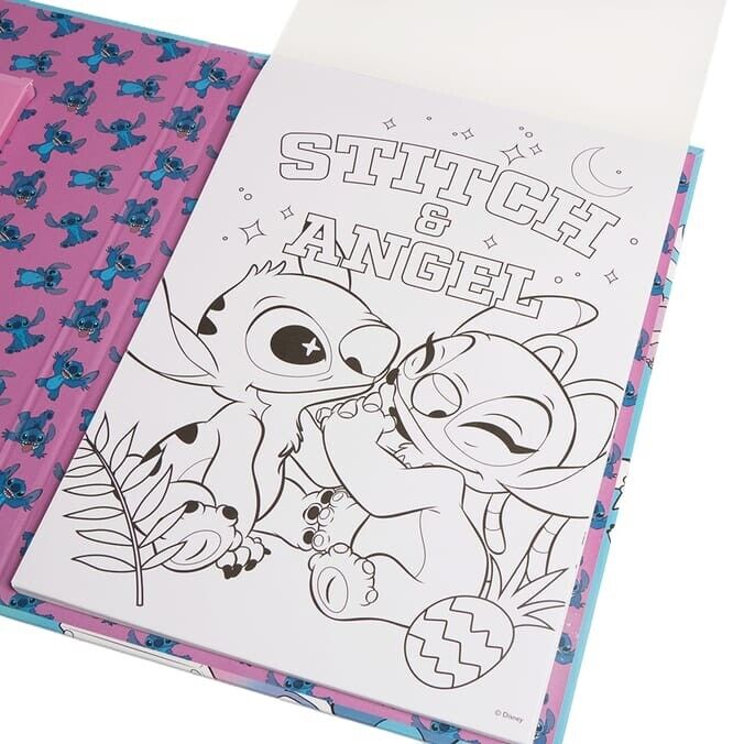 STITCH COLORING COLOURING Activity Pad & 12 Pencils & ANGEL KEYRING XMAS GIFT