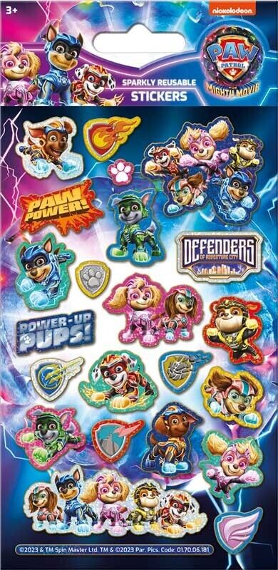 Paw Patrol Mighty Movie Foil Stickers STICKER 2024 SHINY MARSHAL REUSABLE ROCKY
