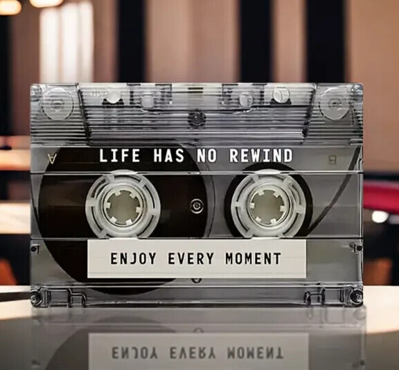 CASSETTE TAPE LIFE HAS NO REWIND ENJOY EVERY MOMENT Metal tin plate sign Man FUN