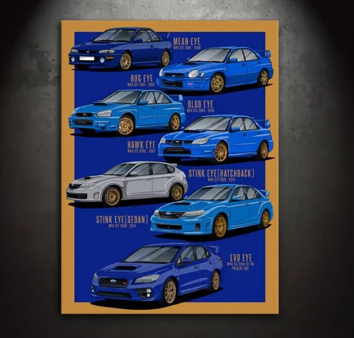 Subaru EVOLUTION Rally Car Canvas Print Mcrae VEHICLE MAN CAVE XMAS BUG EVO EYE