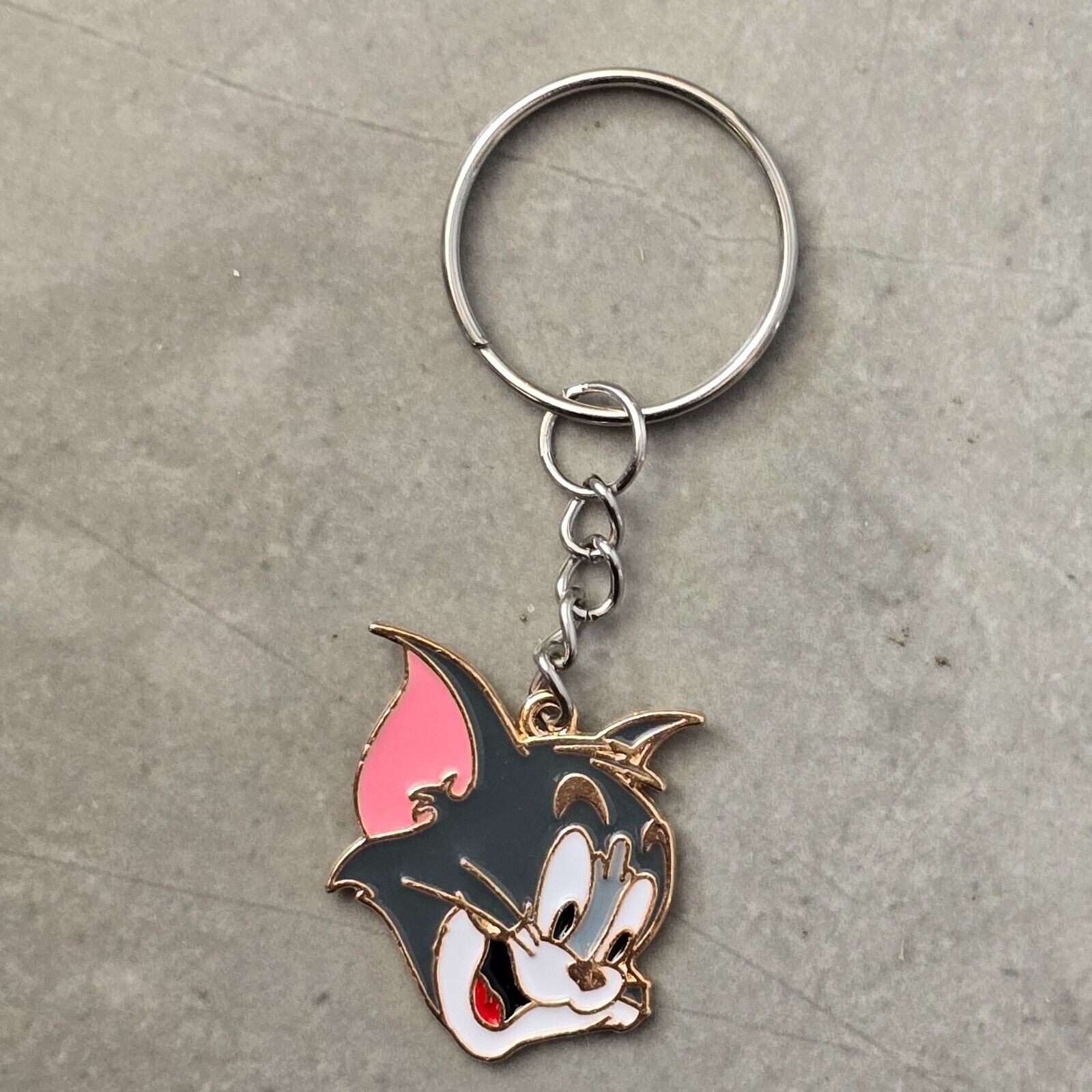 TOM & JERRY Handmade Style Enamel Cartoon Charms keyring keychains AND KEY RING