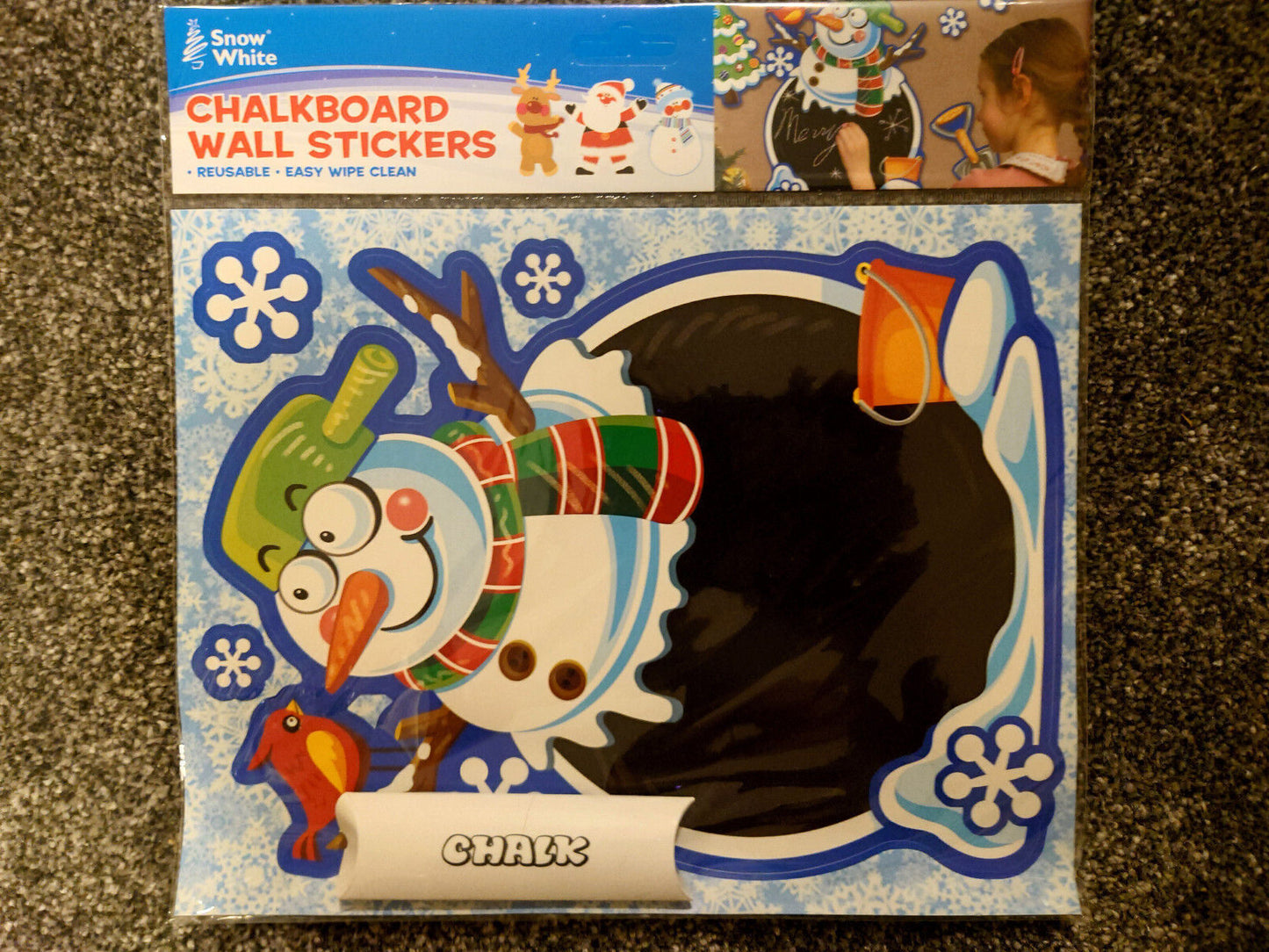 CHRISTMAS STICKER CHALK BOARD WALL REUSABLE WIPE CLEAN XMAS DECORATION