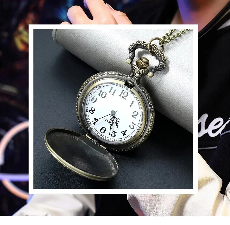 ONE PEICE LUFFY Quartz Pocket Watch Leather BracelET SHIP PORTHOLE BLACK SEA SET