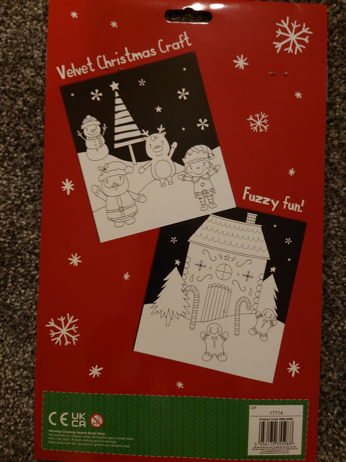 Velvet Christmas Colouring Set reindeer santa gingerbread kids choose yours