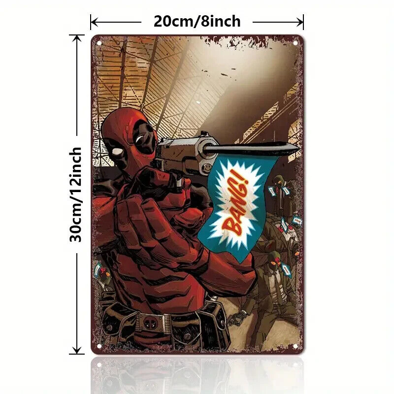 DEADPOOL METAL TIN SIGN ART DEAD POOL BANG SHOOT DEADSHOT COMIC WOPLVERINE