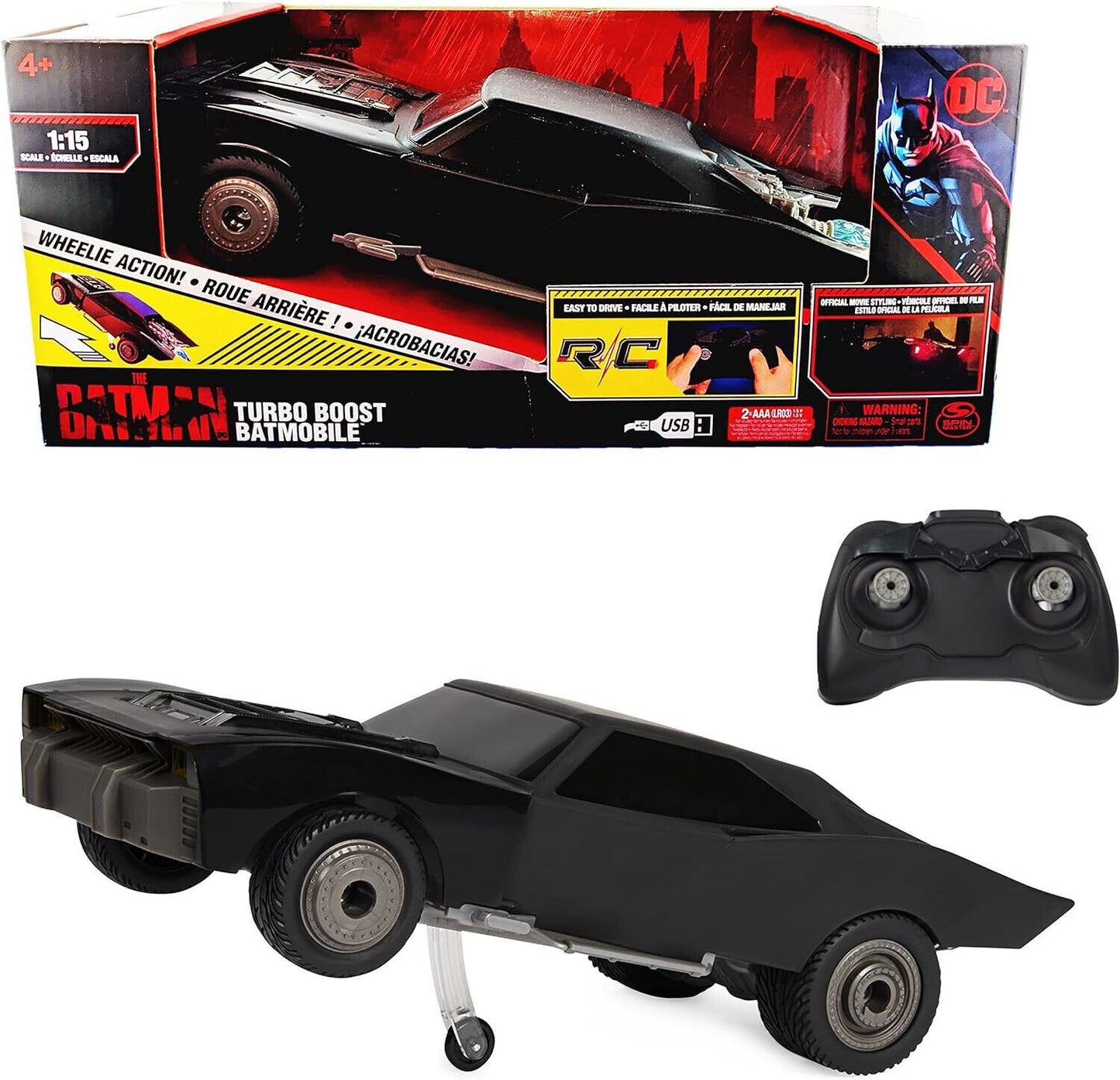 DC Comics The Batman Turbo Boost Batmobile Remote Control Car ROBIN BLACK