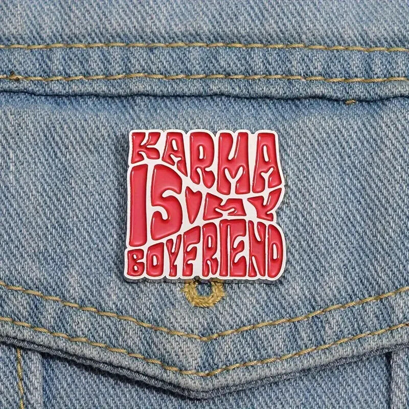 LARGE Taylor Swift Karma is my Boyfriend Style Pin Badge Swiftie Brooch Retro
