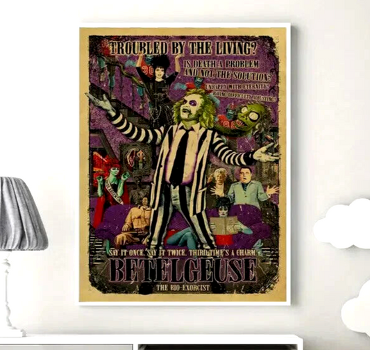 BETELGEUSE BEETLEJUICE Vintage Style Canvas Movie Poster 17X12 Horror NEW MOVIE